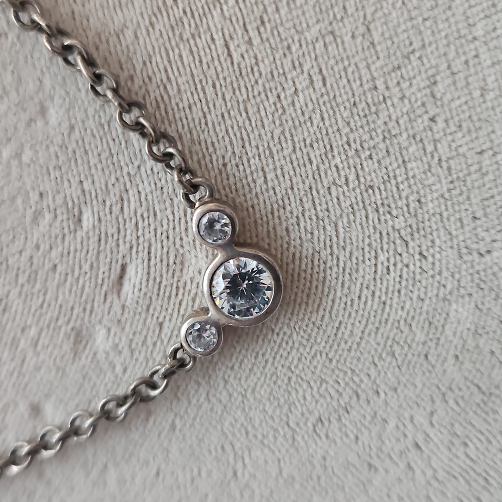 Elegant 925 RALPH LAUREN Silver Necklace with Crystal Accents